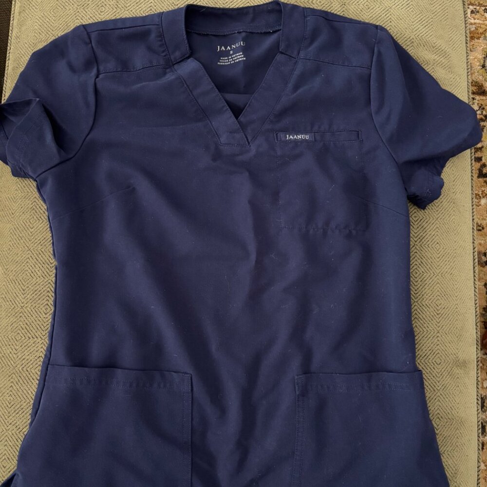 Jaanuu Navy Womens Small Scrub Top